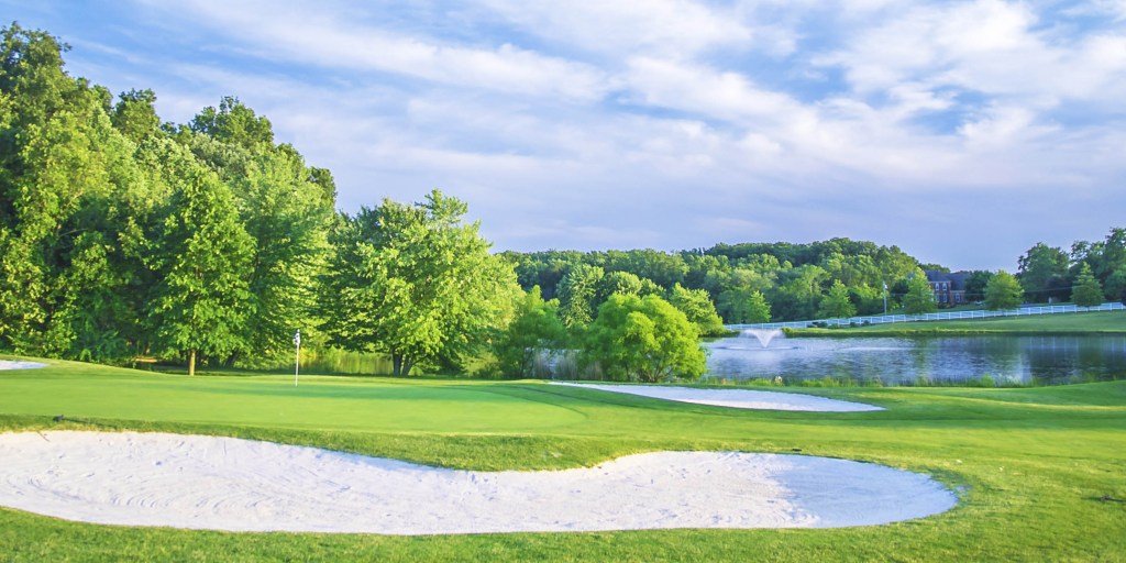 green surrounded by bunkers