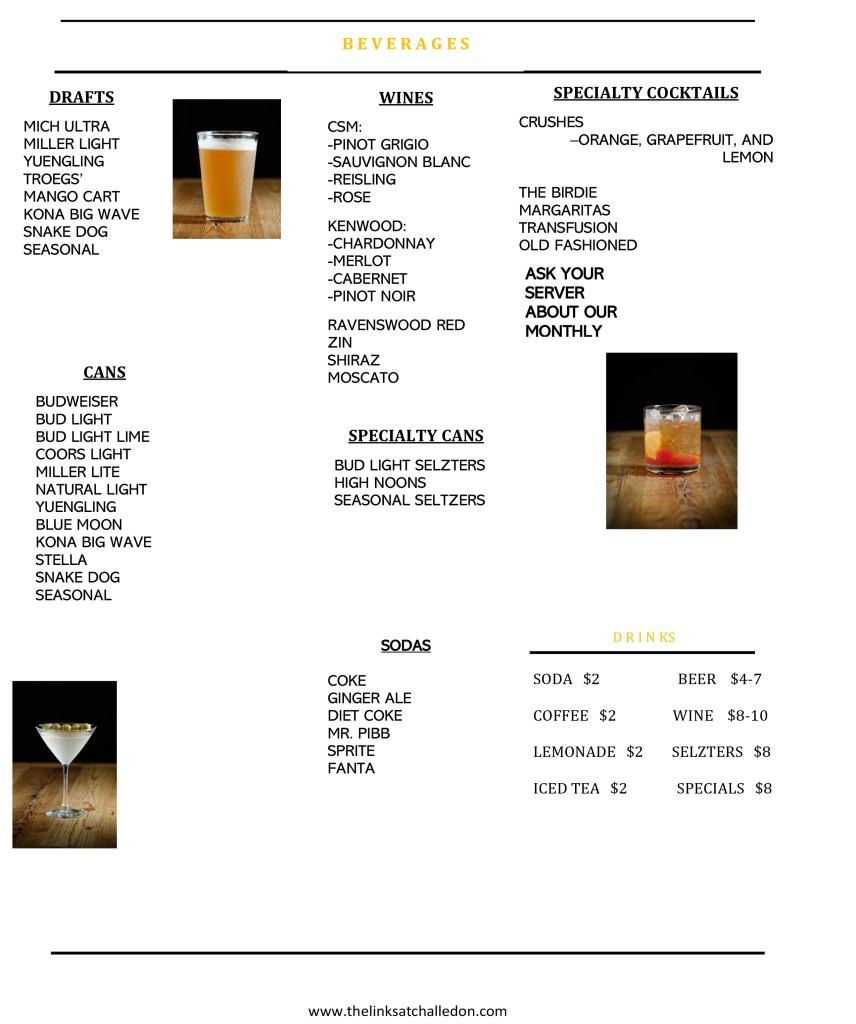 Wednesday through Saturday menu page three